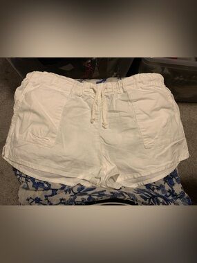 TNA linen White High-Waist Drawstring Shorts